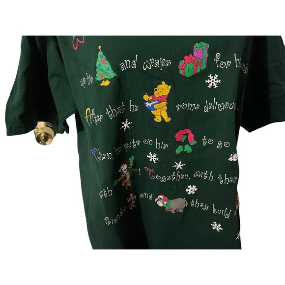 VTG Disney Winnie the Pooh Tigger Piglet Holiday Graphic T-Shirt Green Sz Large - Picture 9 of 14